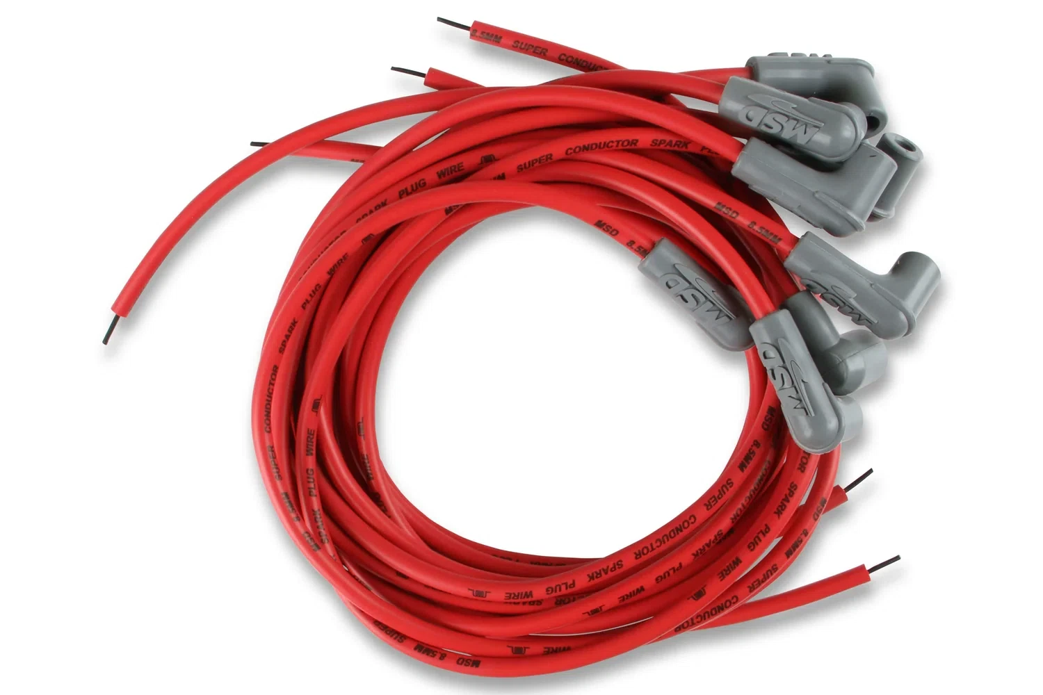 MSD 31239 Spark Plug Wires Spiral Core 8.5mm Red 90 Deg Boots Universal V8 Set